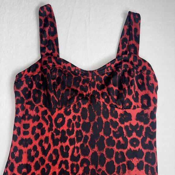 Women's Red and Black Cheetah Print Bodycon Mini Dress Sleeveless Size Medium - Picture 3 of 8
